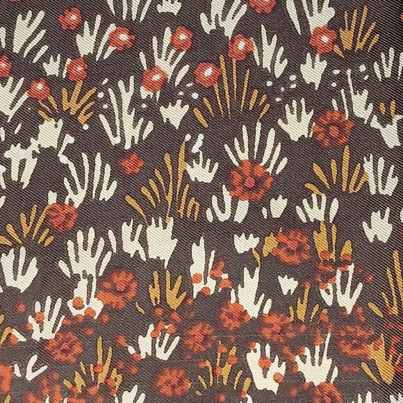 VTG Mr Emperor Square Scarf Brown Rust Tan Floral Botanical Abstract Italy 26x26 - Picture 4 of 13